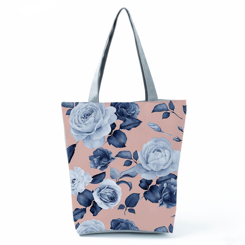 High Capacity Shoulder Bag Shopping Bags Bright Colors Floral Print Handbag Casual Travel Multi Functional Beach Bag Commuting Tote Bag