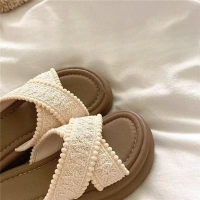 New Style Beach Flip-flops for Women Wearing Thick-soled Shoes