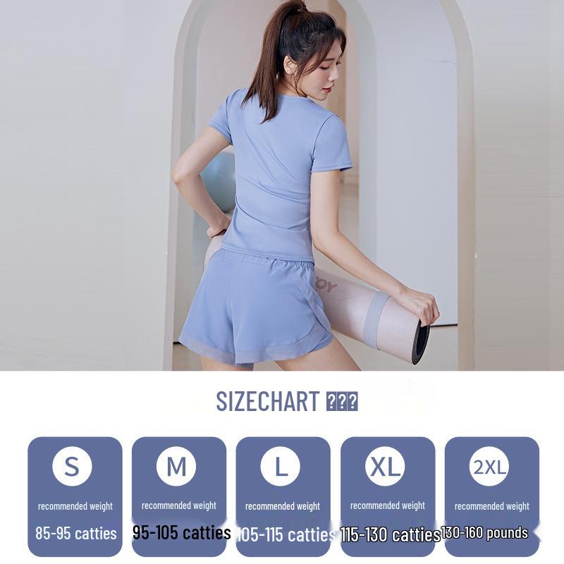 Quick-Dry Summer V-Neck Yoga Set: Short Sleeve Top & Mesh Shorts