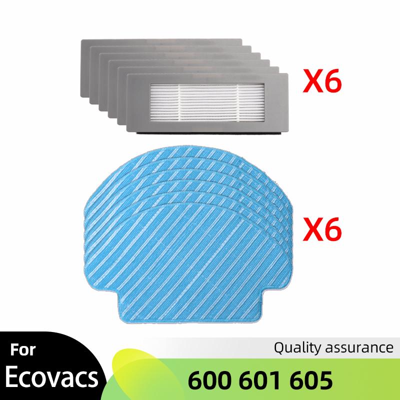 For Ecovacs Debot OZMO 600 601 605 Spare Parts Main Roll Side Spin Brush Cover Wheel Hepa Filter Mop Cloth Dust Box Kit