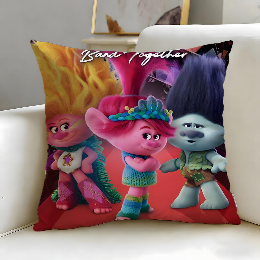 popular animated series Trolls Cushion Cover Soft  EasyWash Pillow Case  Versatile for Couch Bed Travel and Office