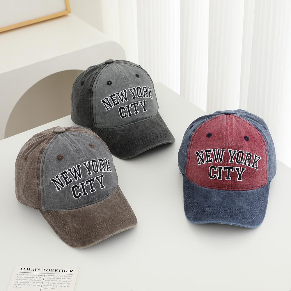 Spring And Autumn Children New York City Embroidered Hat Peaked Cap Washed Baseball Cap 3-8 Years
