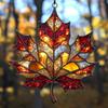 Maple Leaf Fall Ornament Window Hanging Autumn Leaf Suncatcher Stained Glass Wall Art for Thanksgiving Autumn Indoor Outdoor Home Decor