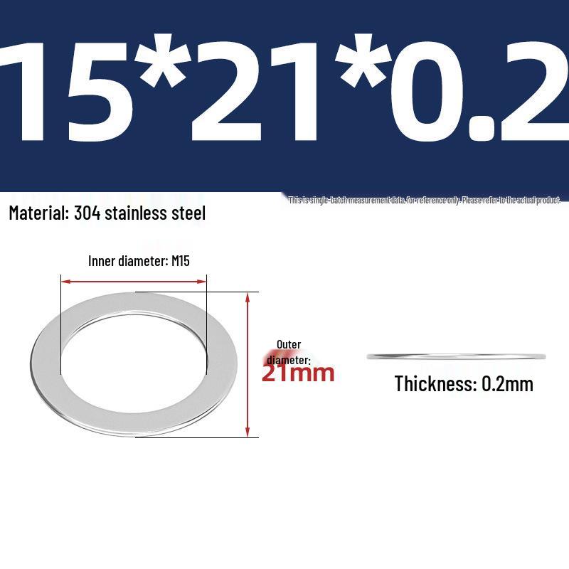 304 Stainless Steel Ultra-Thin Flat Washers - Available in Thickness: 0.1mm, 0.2mm, 0.3mm, 0.5mm