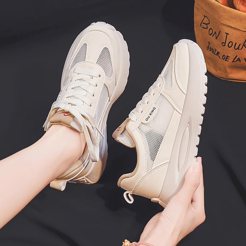 Women's summer mesh casual little white shoes breathable soft sole lightweight running sneakers dad shoes