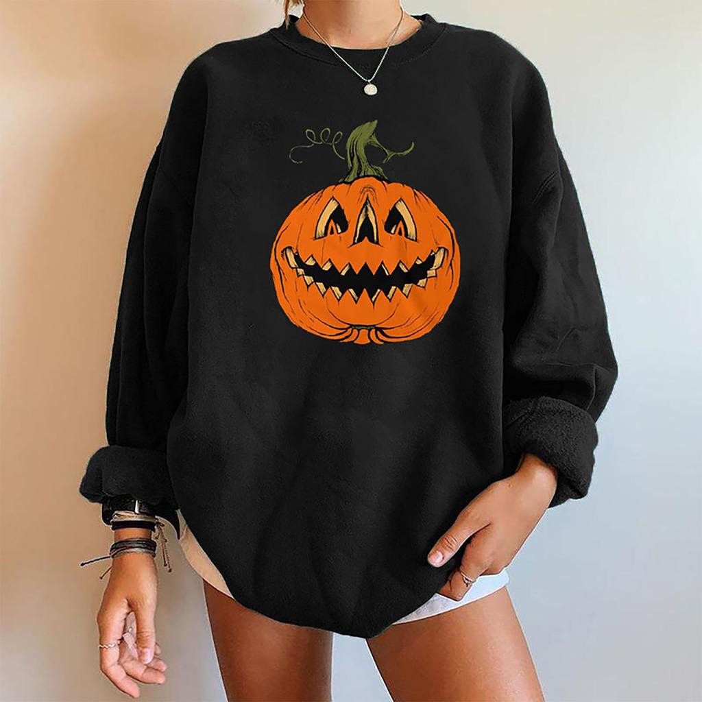 Halloween Long Sleeve Women's Sweatshirt Drop Shoulder Long Sleeve Women's Padde