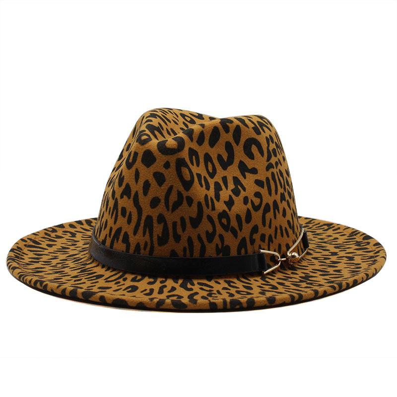 Leopard Woolen Top Hat Jazz Hat