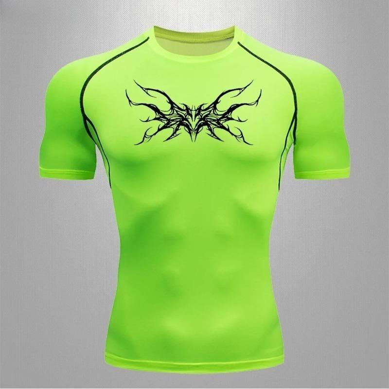 Herren Kompressions T-Shirt Fitnessstudio Fitness Training Laufen Schnelltrocknend Mode Sport Sommer Bequem Dehnbar Feuchtigkeitsableitend Enganliegend