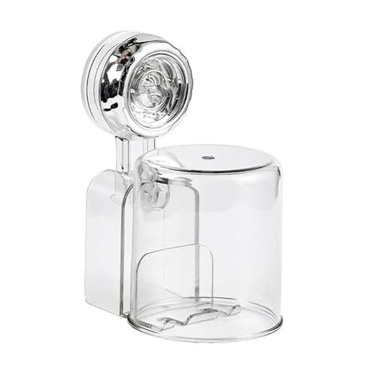 Removable Suction Cup Toothbrush Holder With Water Cup Cover For Bathroom Toothbrush Storage Organizer For Shower Durable B