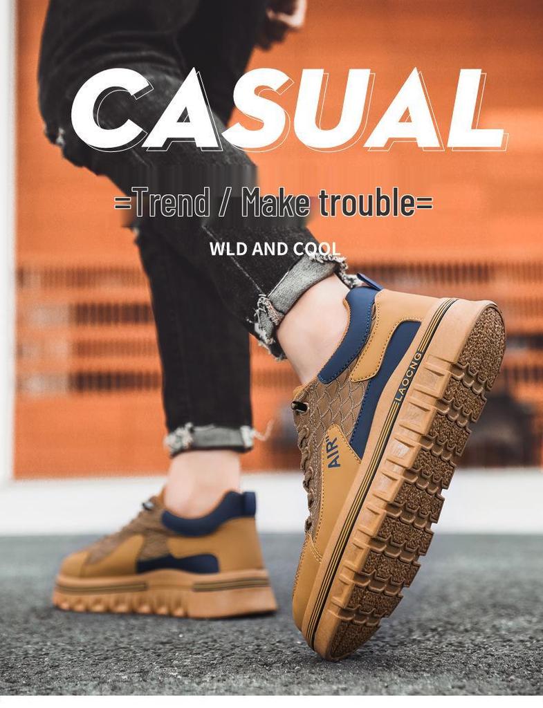 Men's Waterproof Leather Slip-on Casual Sneakers, Autumn Fashion, Versatile Thick-soled Sport Shoes