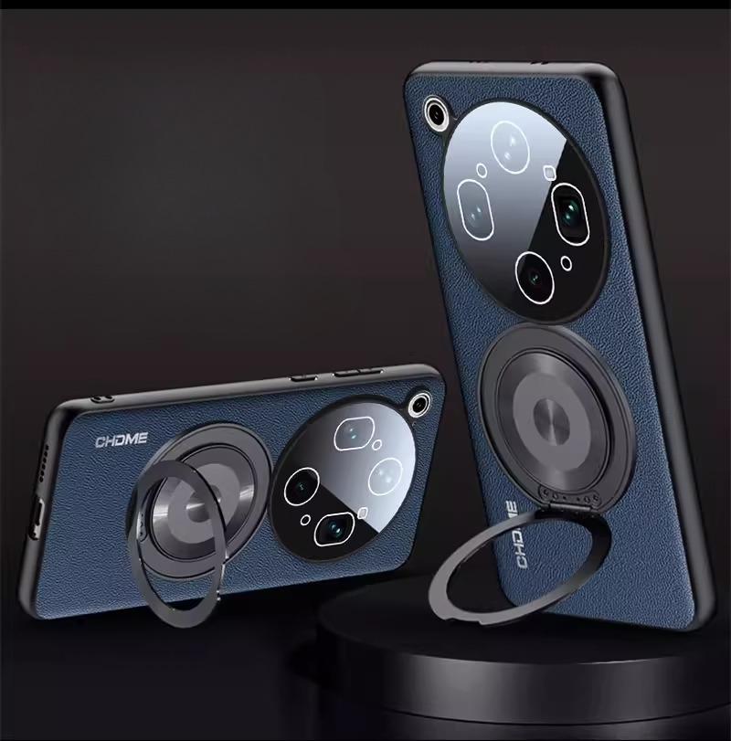 Voor OPPO Find X9 Ultra PU Leer Textuur Camera Lens Film Case Voor OPPO Find X9 Ultra Ringhouder Schokbestendige Cover For Find X9 Ultra