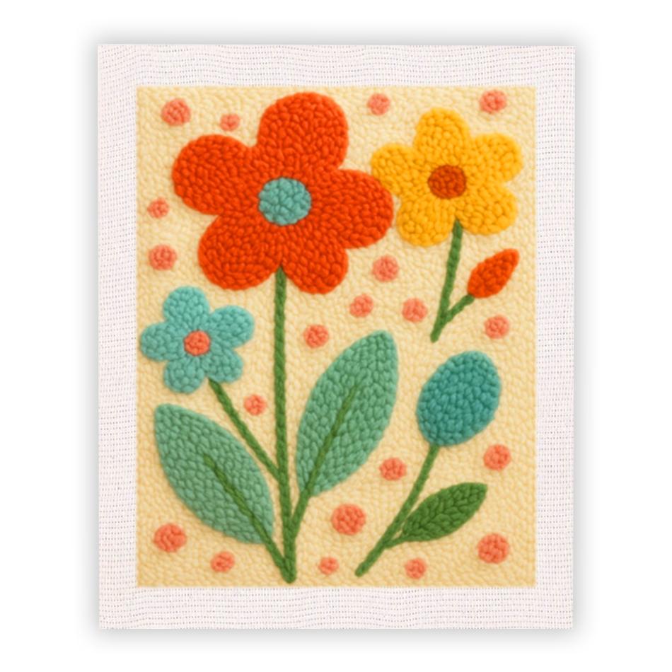 DIY Punch Needle Kits for Beginners Flower with Frame Embroidery Punch Needle Starter Craft Set Easy for Adults Diy Gift Home De