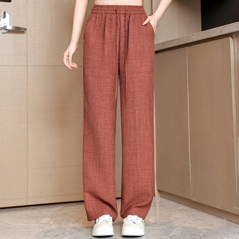 

Women s Plus Size Wide Leg Pants, Elastic Waist Casual Trousers (XL-5XL) 5XL brick червоний колір