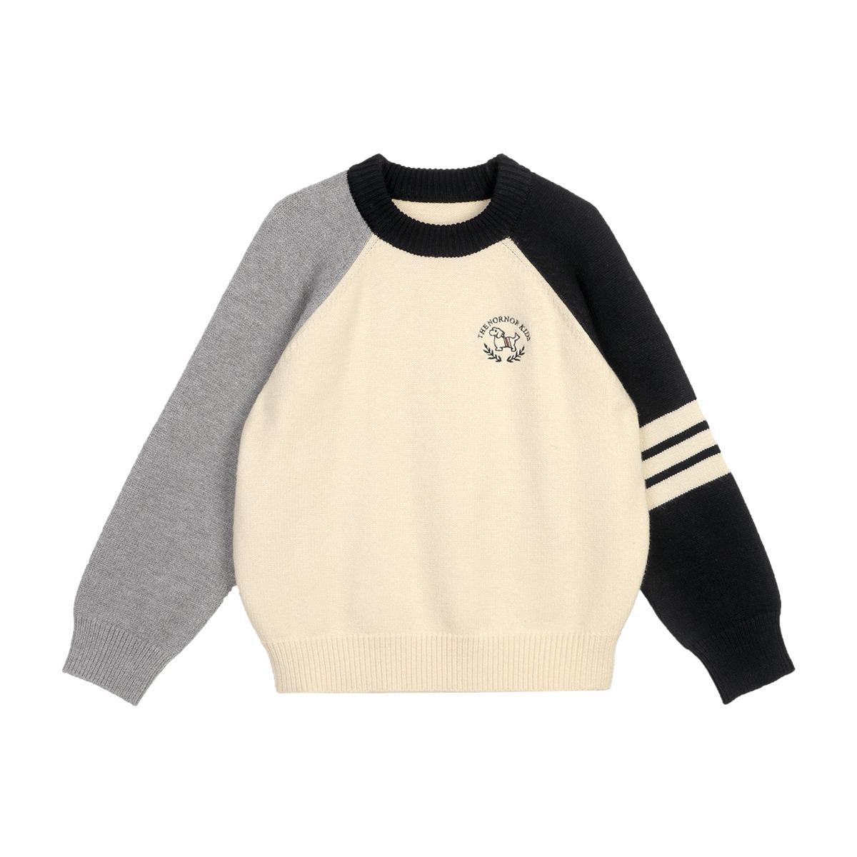 Boys  Stylish 2025 Winter Raglan Sleeve Knit Sweater 140 cm
