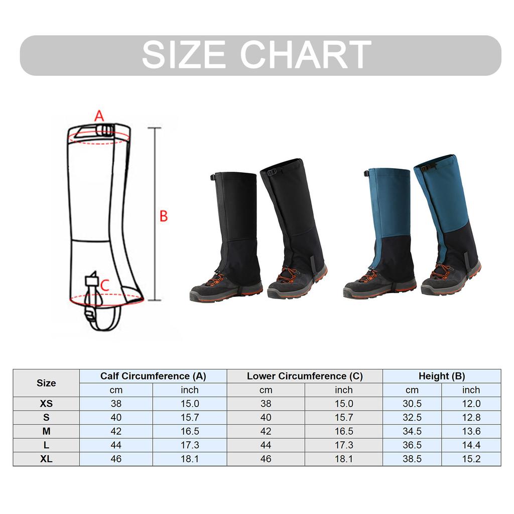 Leg Gaiters Fleece Lined Waterproof Adjustable Anti-Tear Snow Boot Gaiters for Outdoor Hiking Skiing