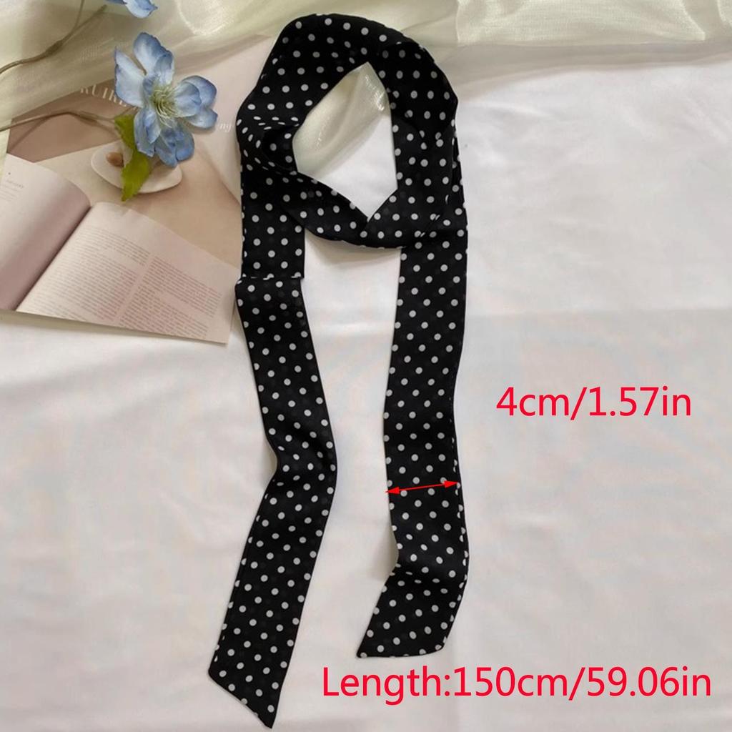 Women Narrow Long Scarf Polka Dot Tie Bag Ribbon Headband Choker Streamer Lady Accessories