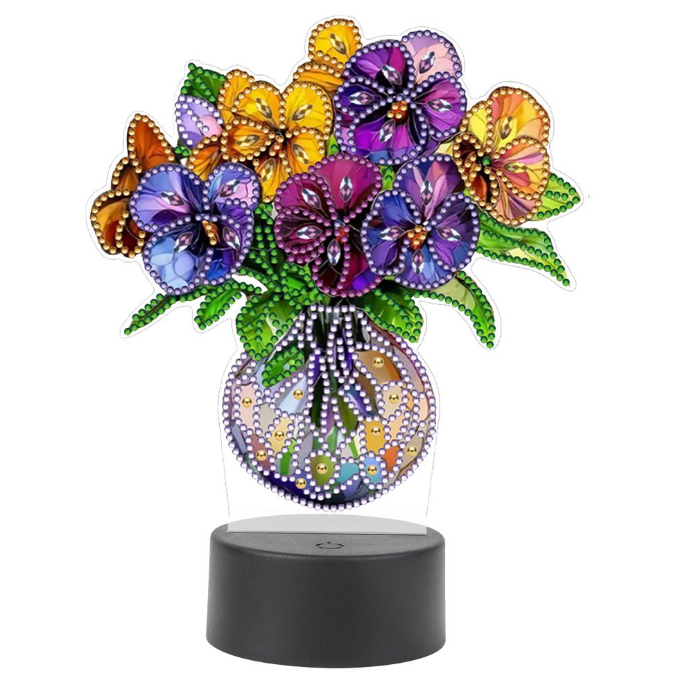 Acrylic Double Sided Vase Diamond Painting Bedside Lamp Multifunctional Diamond Night Lamp Rhinestones LED Light for Home Decor