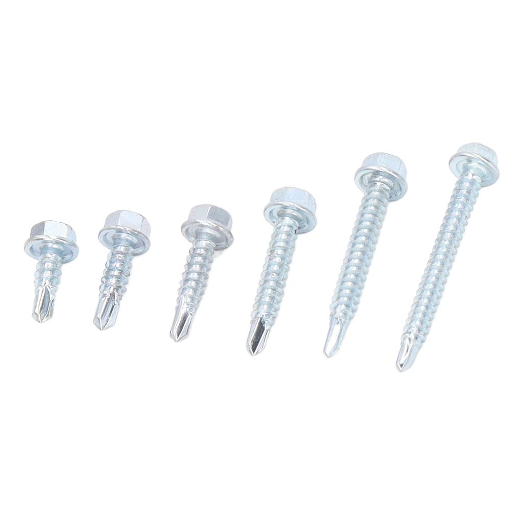 110Pcs Self Drilling Screw Hex Washer Head M4.2 6 Sizes Fastener Assortment Set Kit