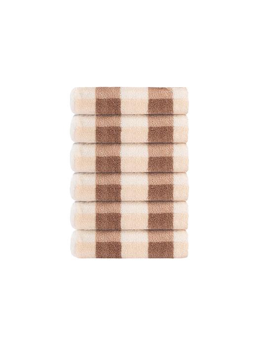 TETO 6P Checkerboard Beige Supima Towel 230g Beige 230g