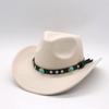 New Vintage Emerald Wool Top Hat Felt Hat Classic Cowboy Hat Ethnic Tibetan Western Jazz Hat