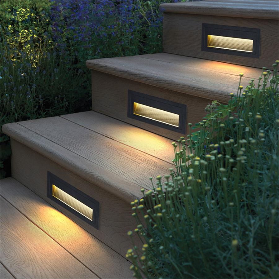 Thrisdar Waterproof LED Wall Light Led Step Stair Lights Outdoor LED Footlight Recessed Corner Lamp Exterior Garden Night Light