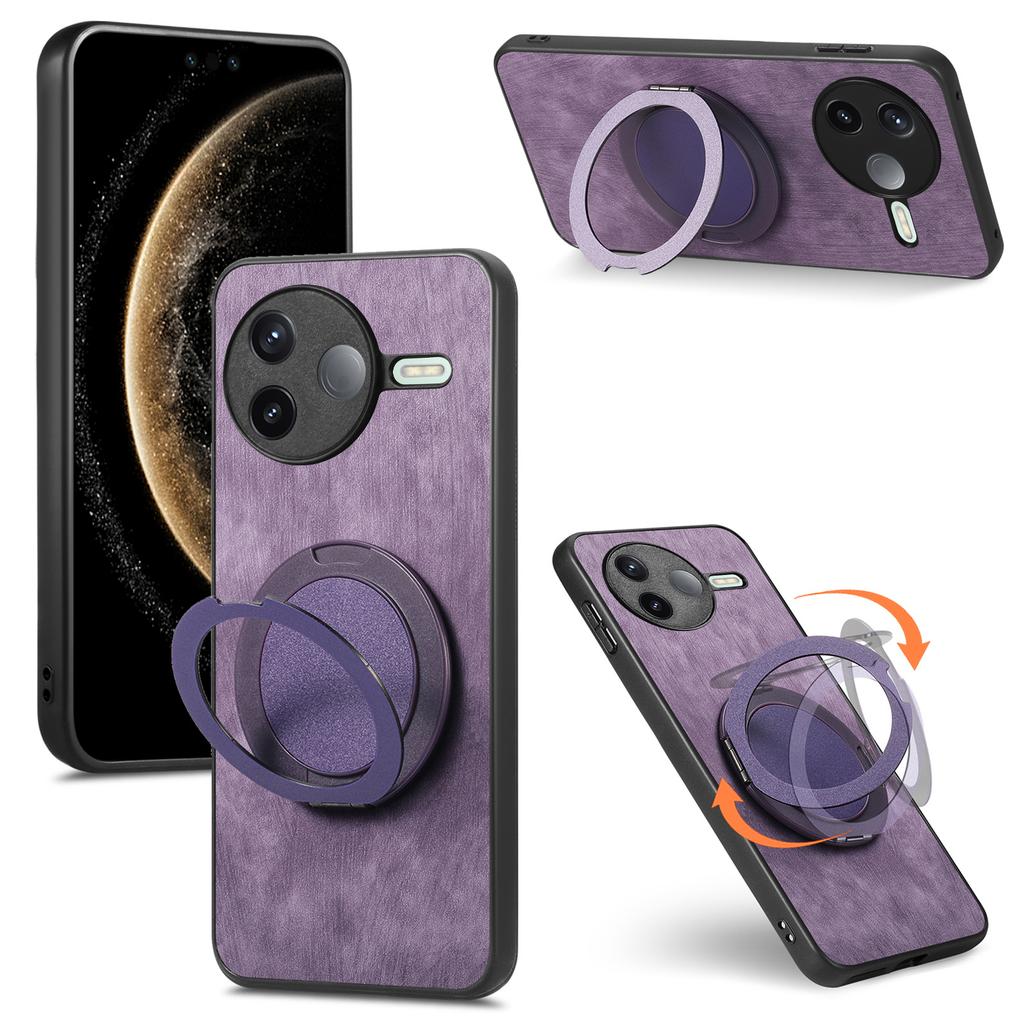 Etui na telefon Xiaomi Poco F7 Pro 5G/Xiaomi Redmi K80 5G z obrotową podpórką, skórzany pokrowiec na tył w stylu retro, redukcja stresu