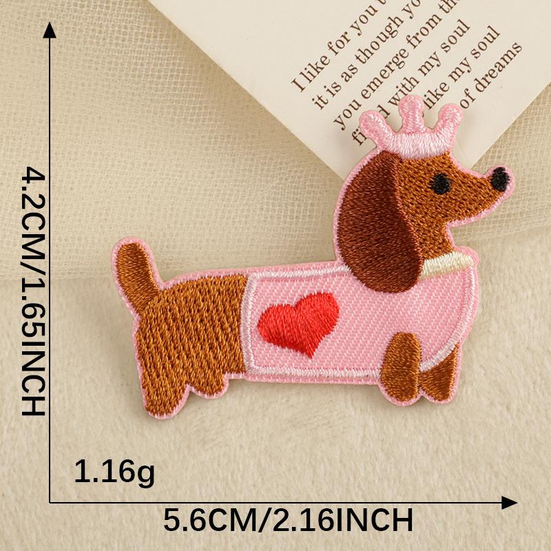 Embroidery Label Embroidery Sticker DIY Self-adhesive Patch Sticker Accessories Patch Cartoon Sausage Dog Original Cloth Sticker