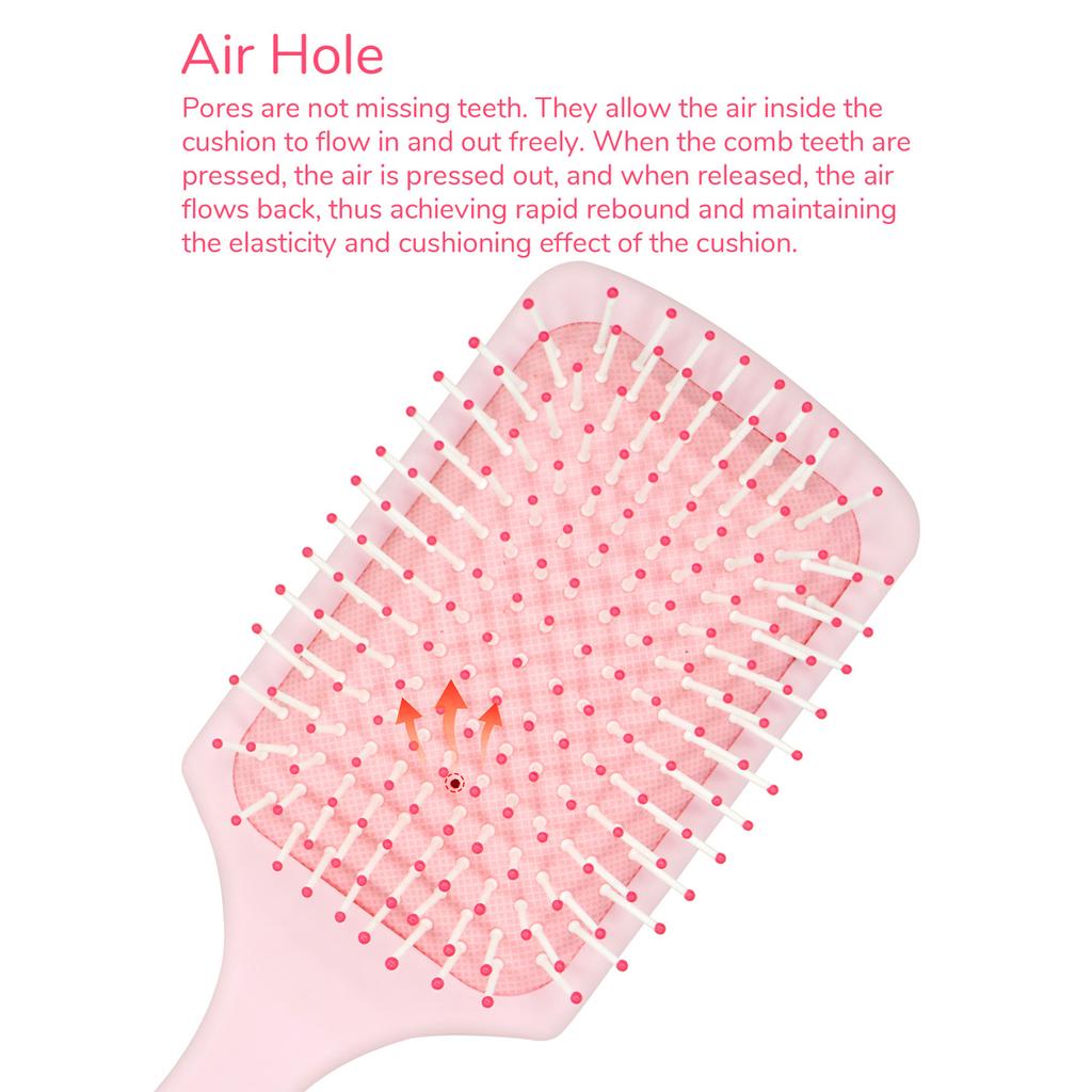 Pink Hair Brush Combo Set 2 Styles Soft Bristles for Effortless Detangling and Everyday Hair Styling Needs