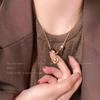 "Elegant Korean Titanium Steel Zircon Bow Necklace for Women"