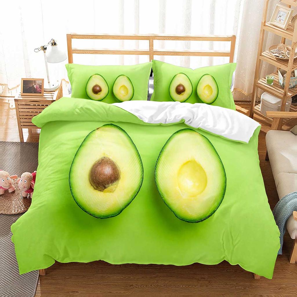 Avocado Duvet Cover Set Fresh Fruit Pattern Comforter Cover Double Single Size For Kids Teen Adults Bedding Set With Pillowcase