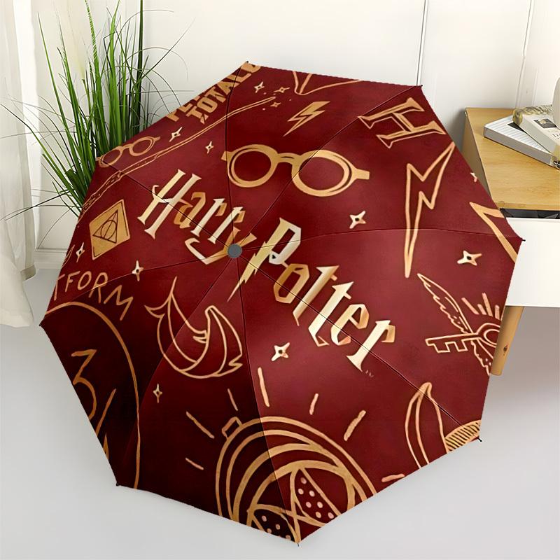 

1pc Harry Potter, Hogwarts Automatic Folding Umbrella - Sturdy 8-Rib Polyester Canopy,Sun-Defying Travel Companion yy251023113