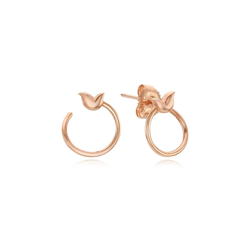 Curved Tulip Silver Pink Earrings Tessvp11497M