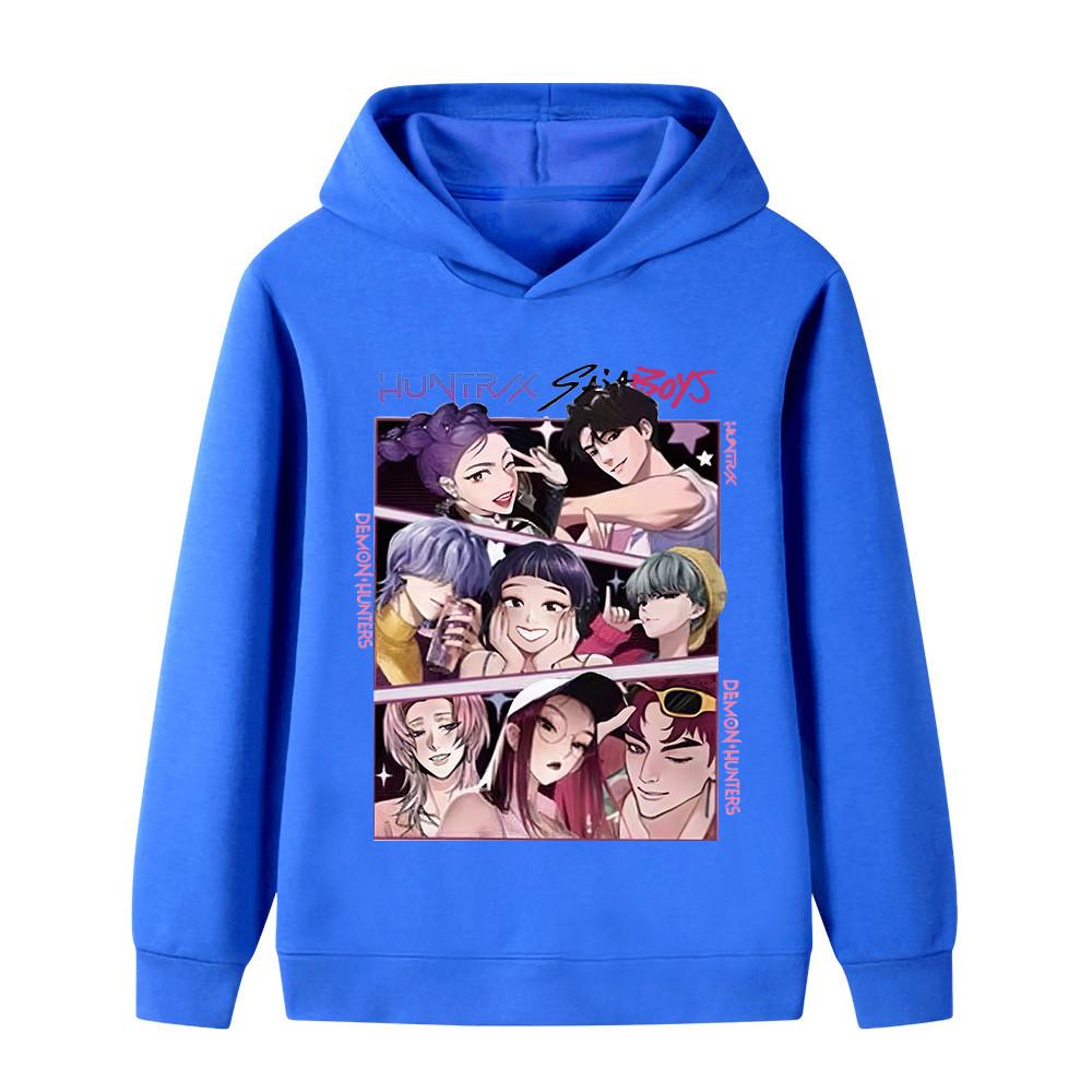 B1224 Kids Boys Girls Sajaboys Kpop Rumi Zoey Mira Print Long Sleeves Hoodie