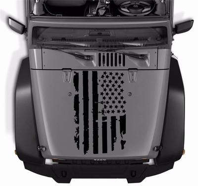 1 Stück DIY Schwarze USA Flagge Auto Motorhaube Aufkleber Dekor Aufkleber Wasserdicht Für Jeep Wrangler
