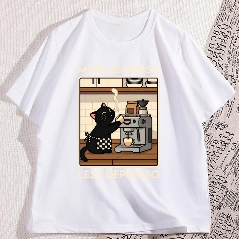

Summer Fashion Tee Vintage Cat Coffee Tshirt Funny Graphic Tee Unisex Causal Shortsleeve Tshirt Soft Breathable Cotton Clothes 4XL
