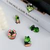 5pcs Cartoon Creative Cute Black Cat Green Plants Flowerpot Series Brooches Backpack Clothing Accessories Sturdy Alloy Badge