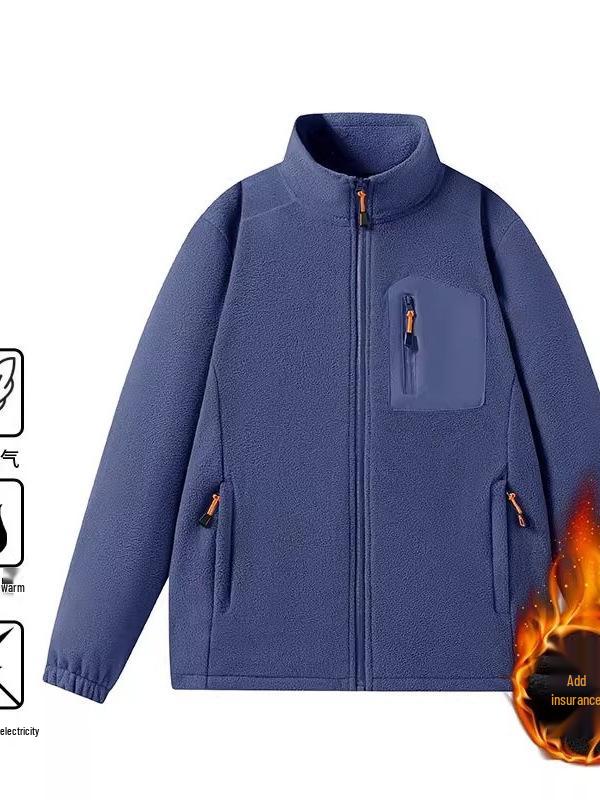 2025 Men's Windproof Fleece Jacket, Thickened Stand Collar, Warm Lining, Customizable and Available for Group Purchase
