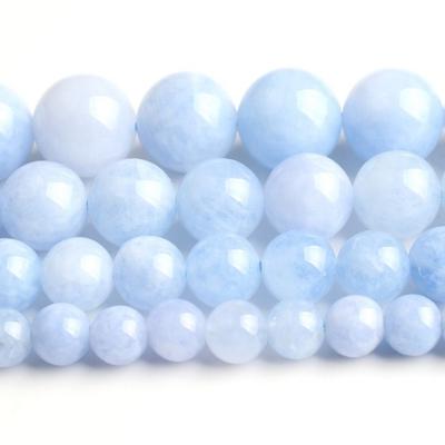 A + Doğal Angelite Taş Boncuk Yuvarlak Mavi Gevşek halka boncuk Takı Yapımı Için DIY 15 "4/6/8/10mm