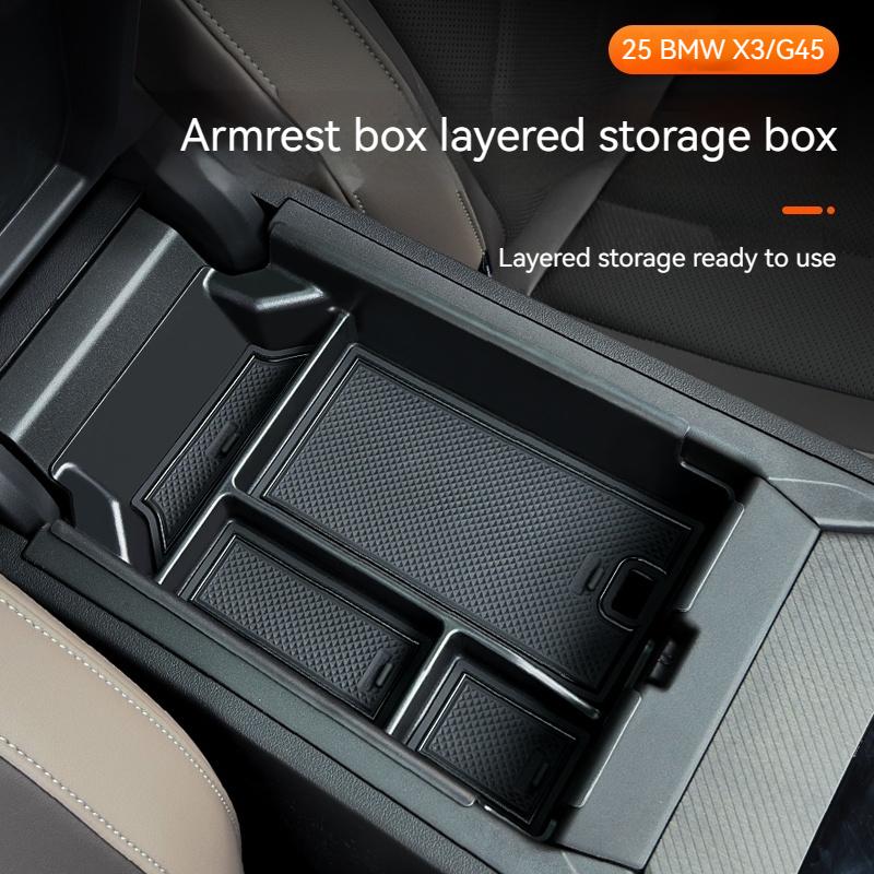 For BMW X3 G45 2025 Black Center Console Armrest Storage Box Decoration Cover Trim Car Styling Interior Accessories