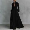 2026 Elegant White Pleated Long-Sleeve Slimming Dress with Word Print - Perfect for Holidays