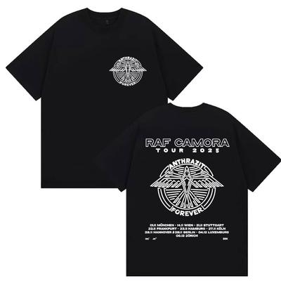 Rapper Raf Camora Tour 2025 Merch T Shirt Men's Hip Hop Oversized Cotton T-shirts Retro Style Gothic Fashion T-shirt Streetwear