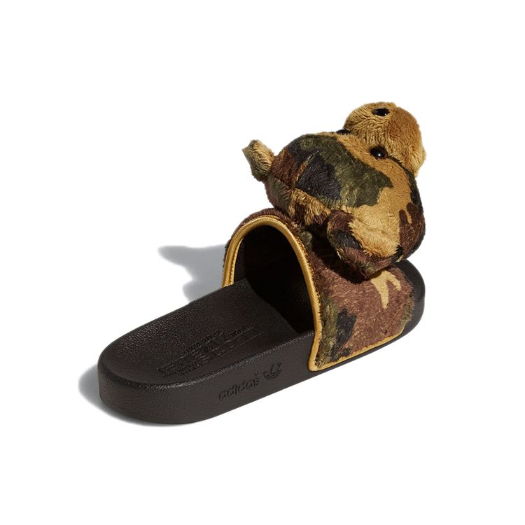 Jeremy Scott X Adidas Adilette Slide Camo Teddy Unisex Sneakers Black Core-Black H02882