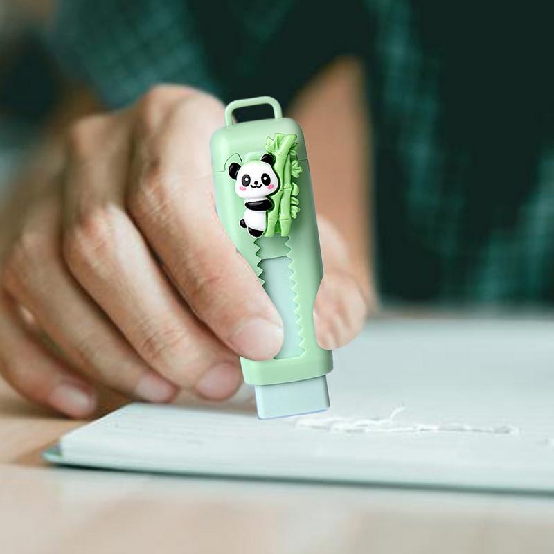 Push Pull Eraser Cartoon Panda  Sliding Retractable Pencil Erasers Cute Writing Painting Drawing Clean Tool for Kids