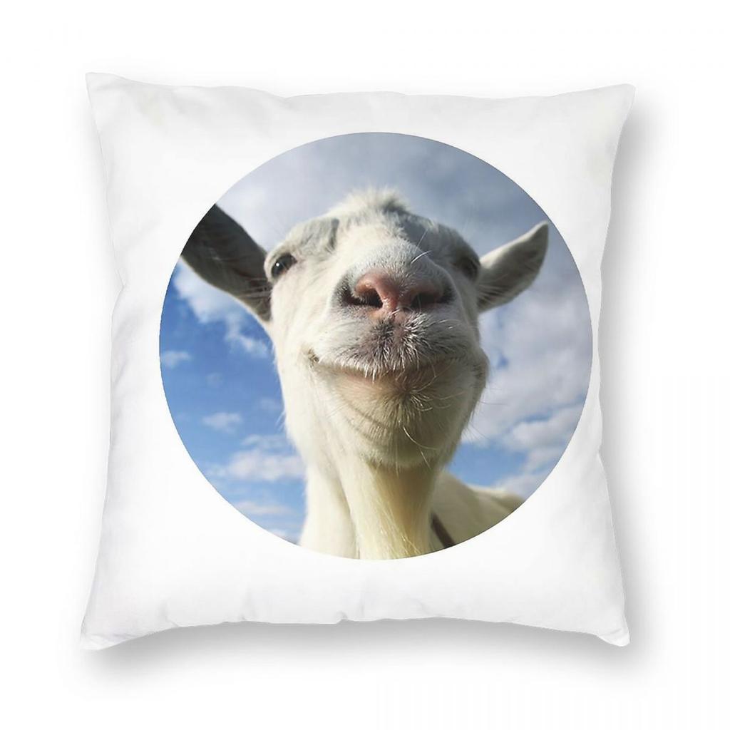 Federa Cuscino Quadrata Gioco Goat Simulator Poliestere Lino Velluto Fantasia Zip Federa Decorativa Copricuscino Divano 18"