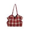 Autumn and winter woolen plaid double-sided bag fresh college style shoulder bag large capacity lazy style tote bag women