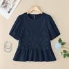 ZANZEA Women Casual Round Neck Crochet Patchwork Summer Short Sleeve T-Shirts