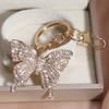 1pz Portachiavi Farfalla Incrostata di Cristalli - Elegante Lega Oro Rosa, Design Scintillante con Strass, Perfetto per Auto Borse Regalo di San Valentino