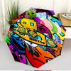 Geometry Dash Print Automatic Open Close Umbrella, Portable Foldable Umbrella, for Outdoor Commute Camping Trip, Ideal Birthday Gift
