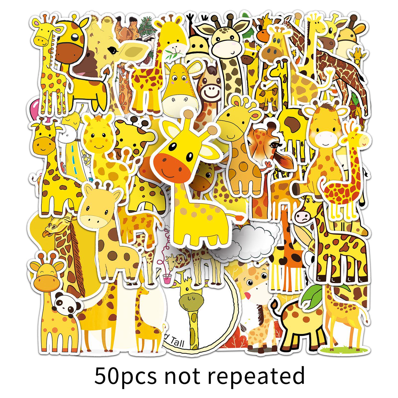 Giraffe Stickers: 50pcs Cute Cartoon Animals, Waterproof for Journal & Stationery Decoration