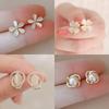 Japanese and Korean Opal Flower Stud Earrings Female Summer Simple Wild Earrings Fancy Earrings Female 2023 New Arrival Tide